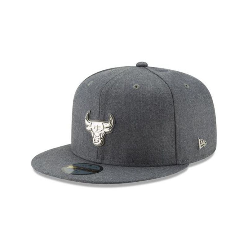 NBA Chicago Bulls Glossed Badge 59Fifty Fitted (YXF0933) - Grey New Era Caps